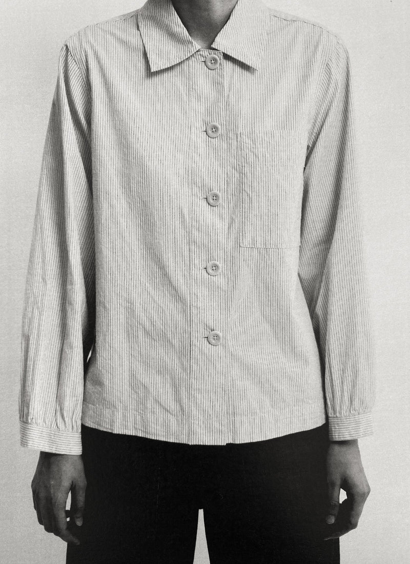 Baya Patch Pocket Stripe Cotton Shirt | Sunwashed Blue