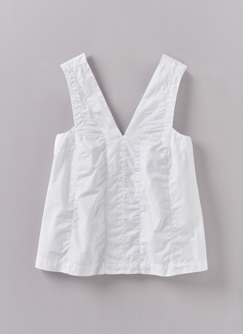 V-Neck Cotton Poplin Top | Paper White