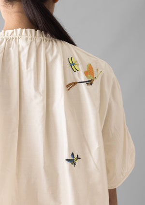 Hand Embroidered May Flies Silk Shirt | Multi