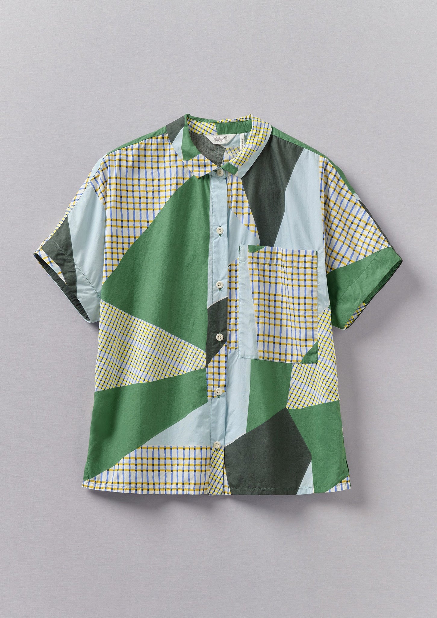 Patchwork Print Cotton Shirt | Sage