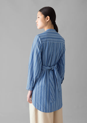 Stripe Poplin Wrap Front Shirt | Sodalite Blue