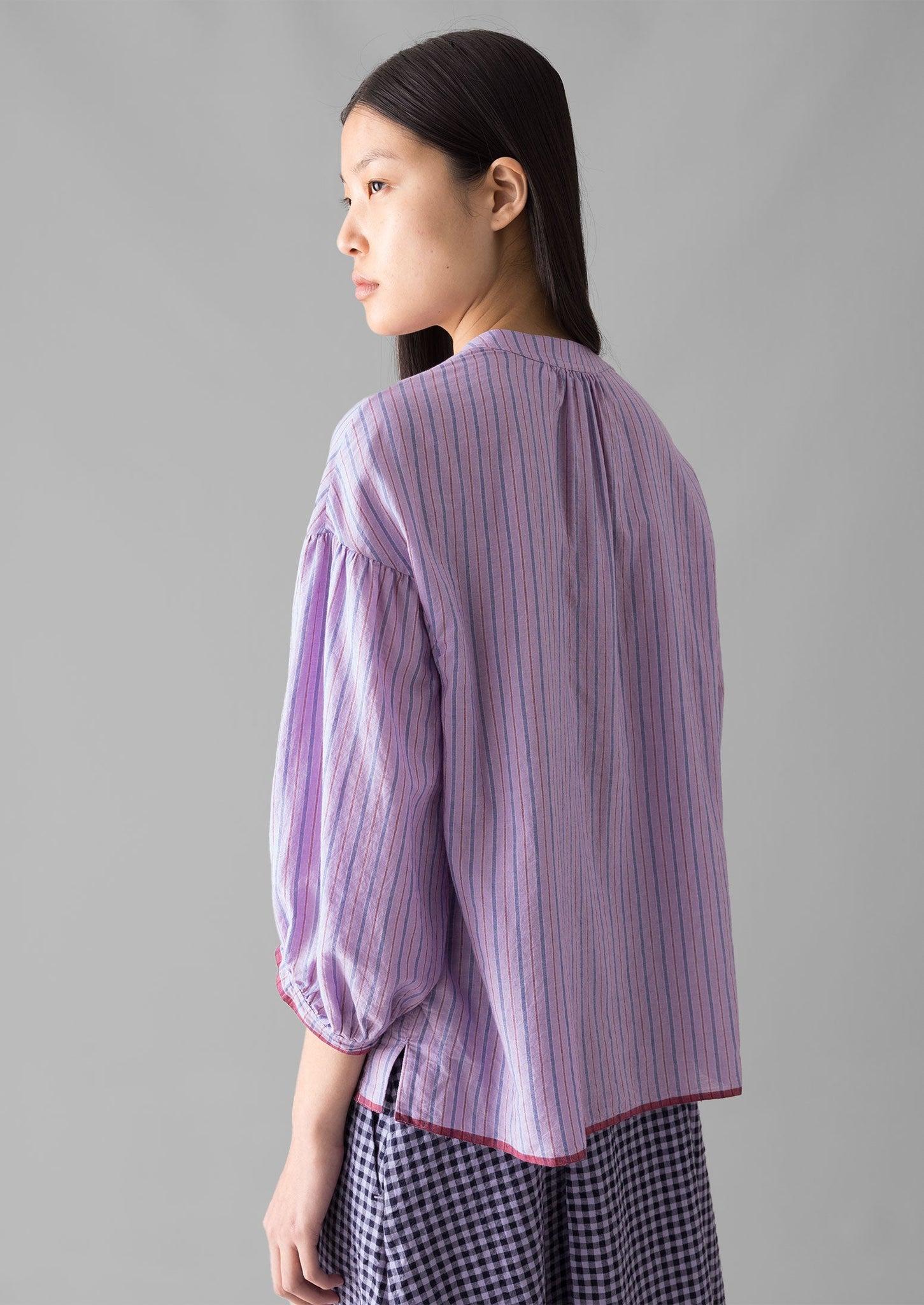 Harmony Stripe Hand Woven Mulmul Shirt | Mauve