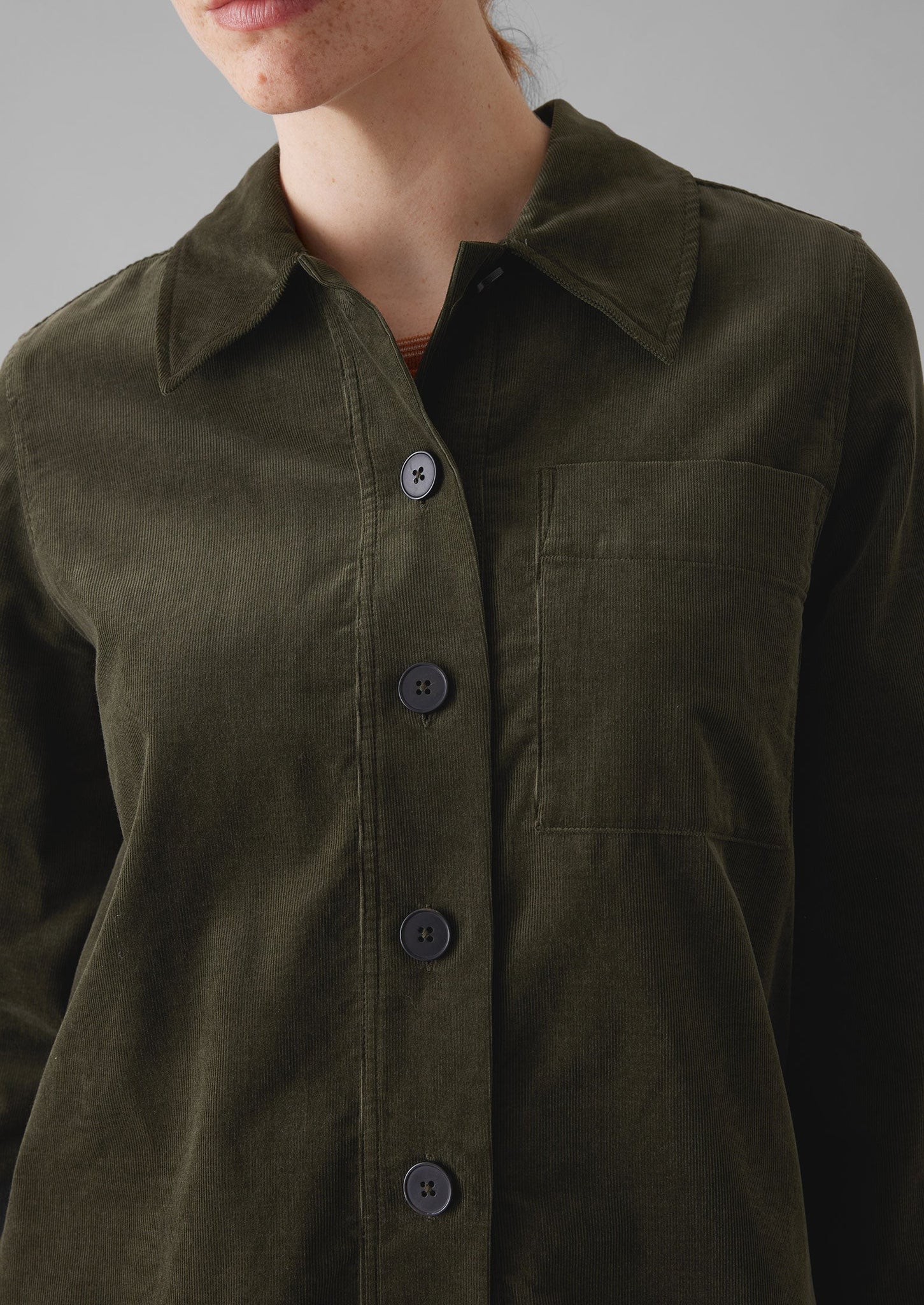 Baya Patch Pocket Organic Cord Shirt | Seaweed