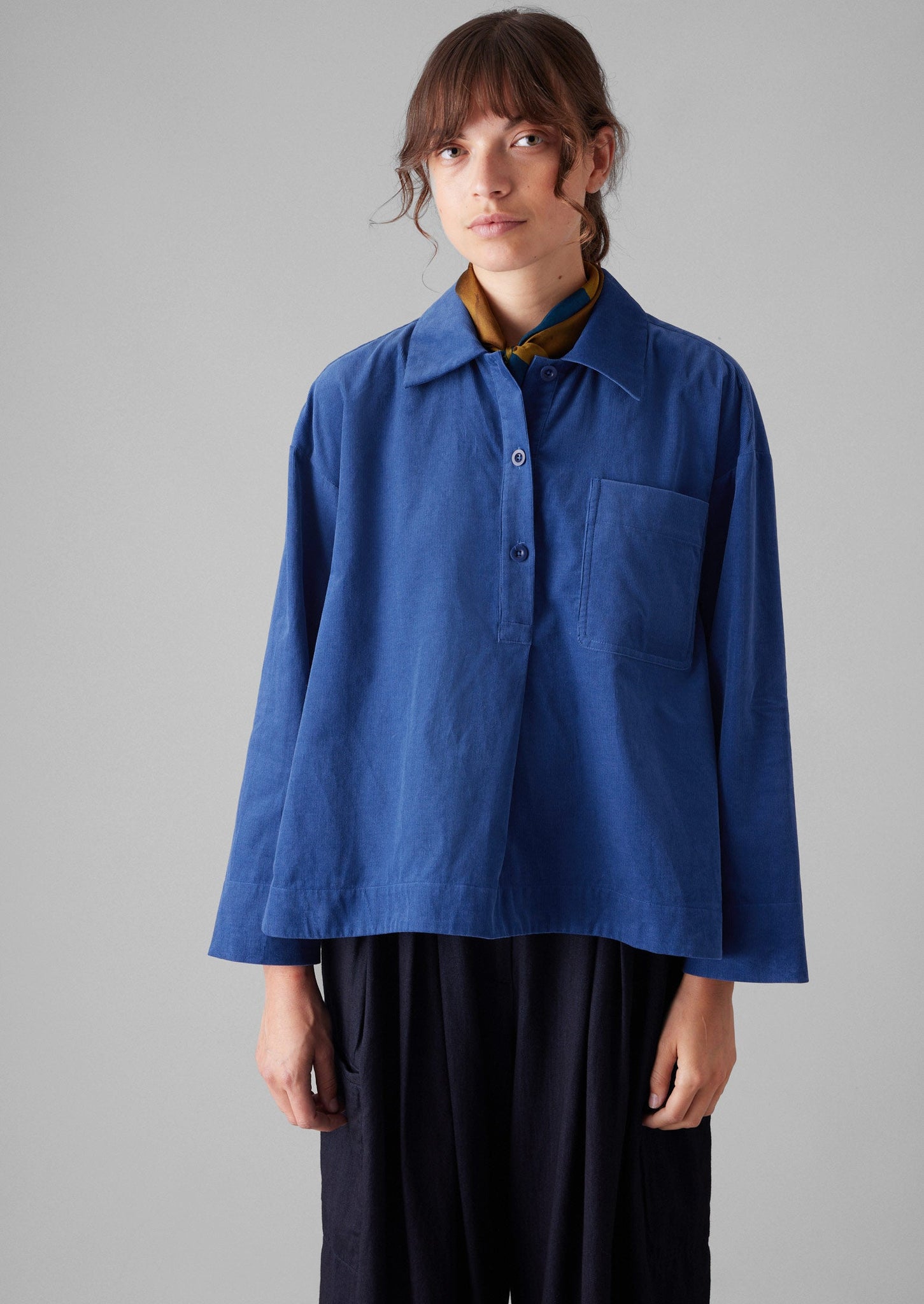 Patch Pocket Organic Needlecord Shirt | French Blue