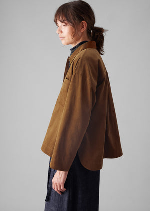 Patch Pocket Organic Needlecord Shirt | Brown Anise