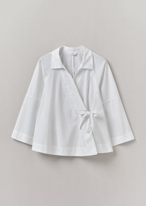 Cotton Poplin Wrap Shirt | Paper White