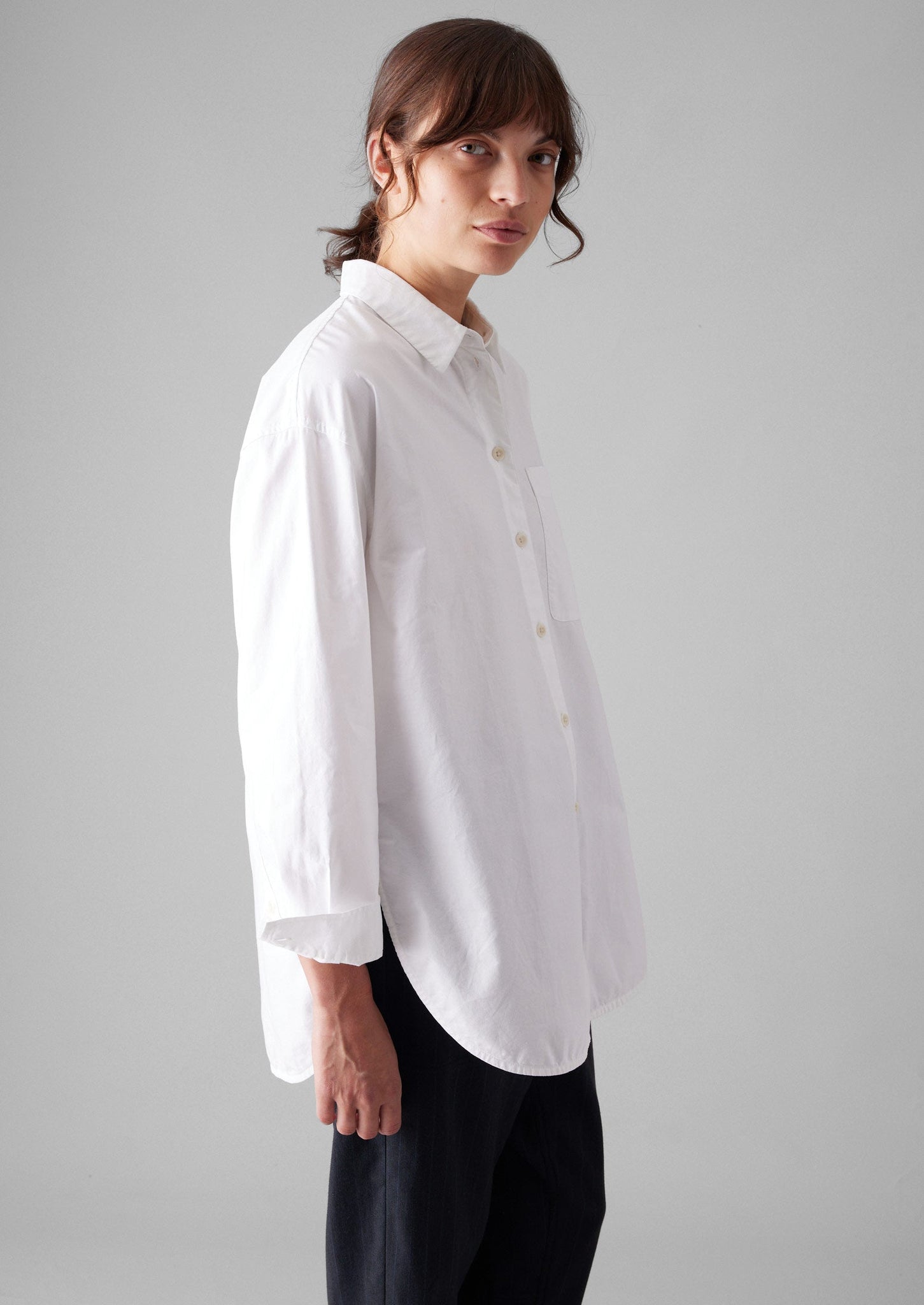 Cotton Oxford Oversized Long Shirt | White