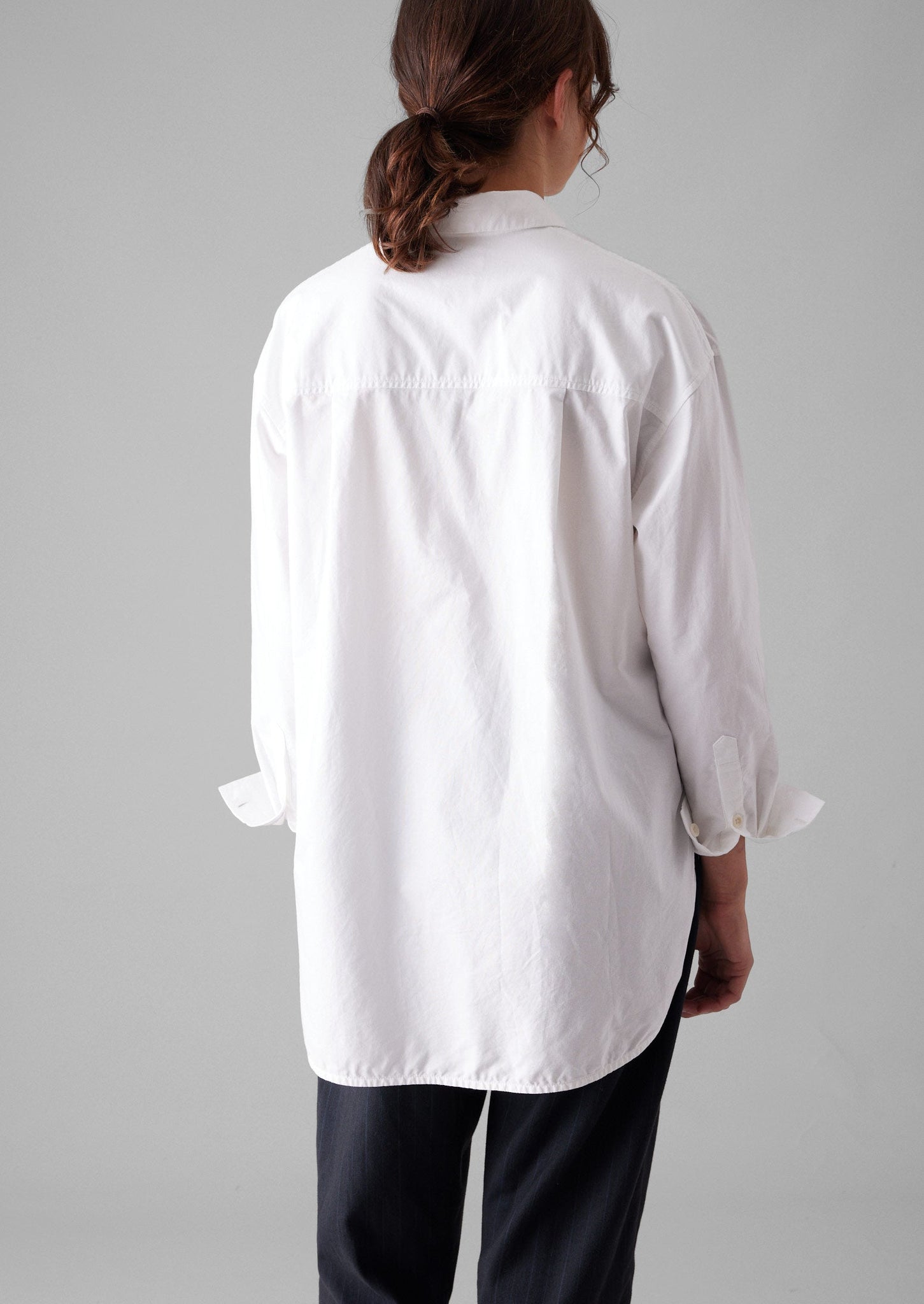 Cotton Oxford Oversized Long Shirt | White