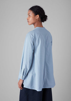 Raised Stripe Cotton Poplin Shirt | Sky Blue