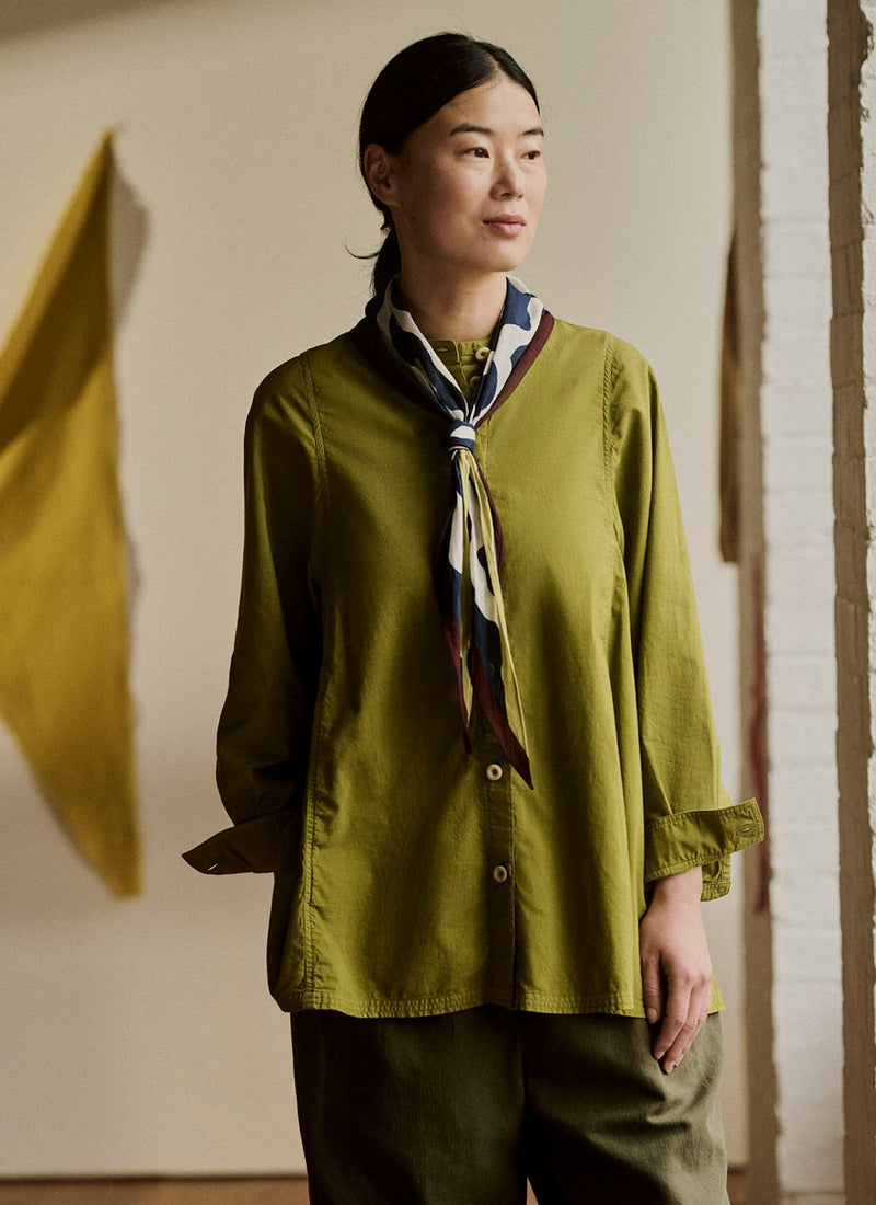 Raised Stripe Cotton Poplin Shirt | Pea Shoot