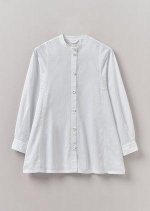 Raised Stripe Cotton Poplin Shirt | Paper White