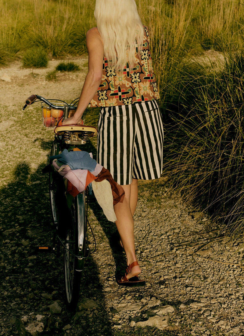 Folk Collage Print Poplin Top | Multi