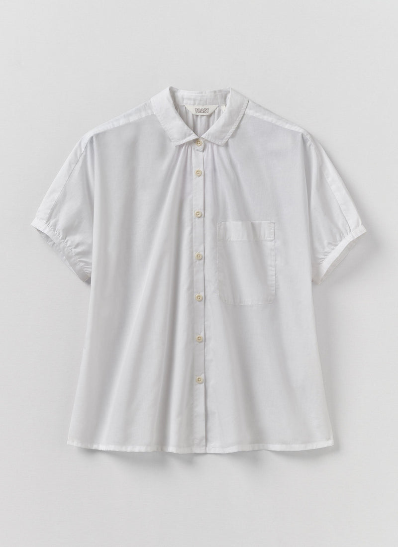 Cecily Gathered Cotton Shirt | White