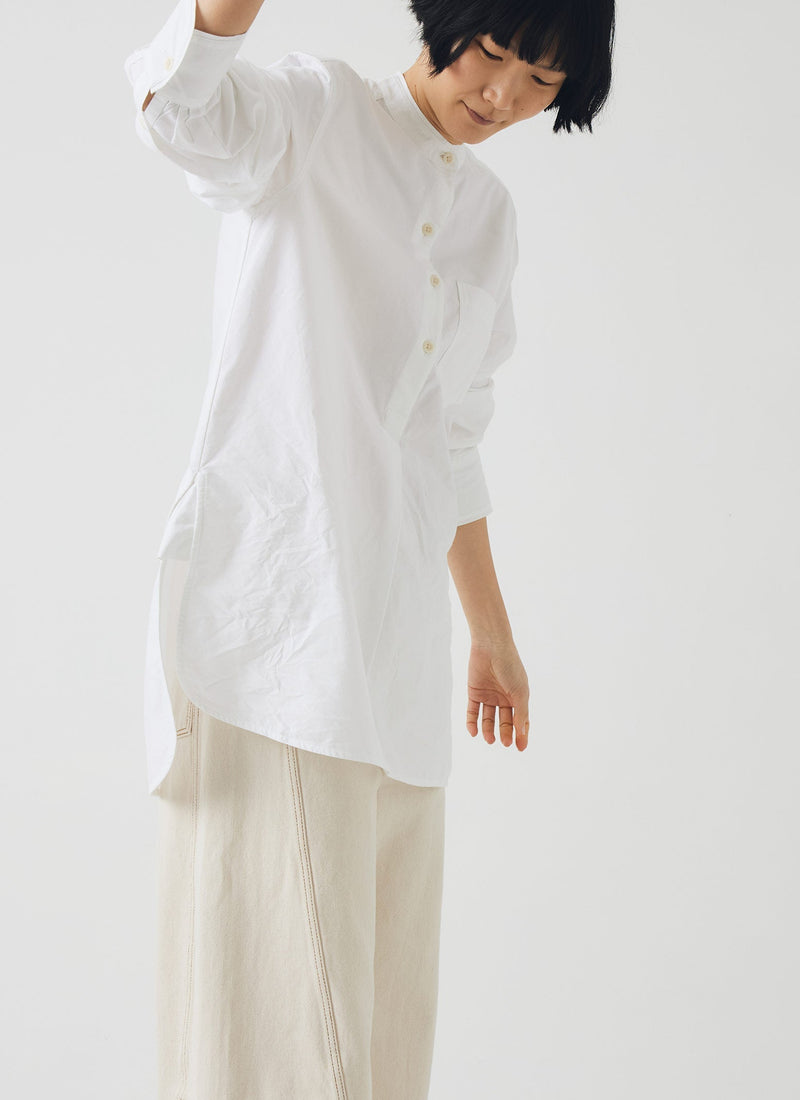 Taro Cotton Oxford Long Shirt | White