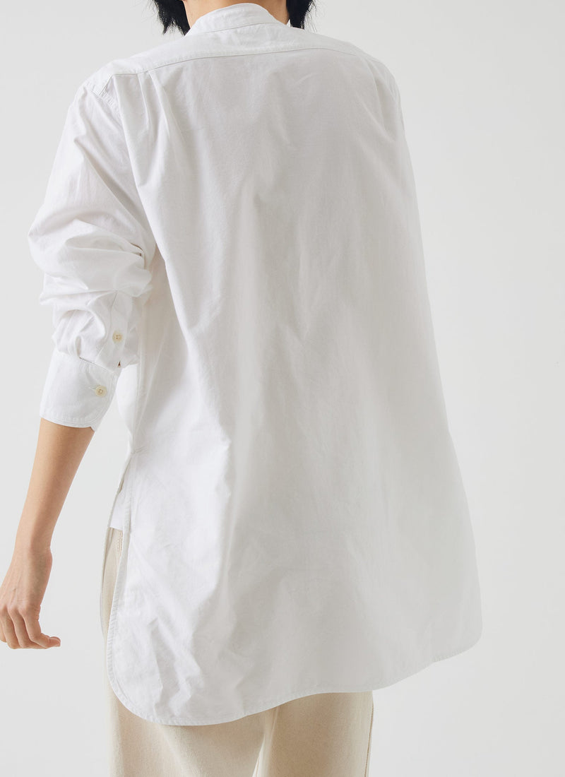 Taro Cotton Oxford Long Shirt | White