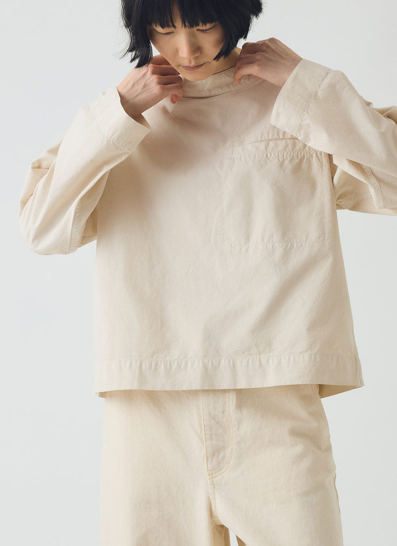 Cotton Linen Poplin Smock Top | Raw Linen