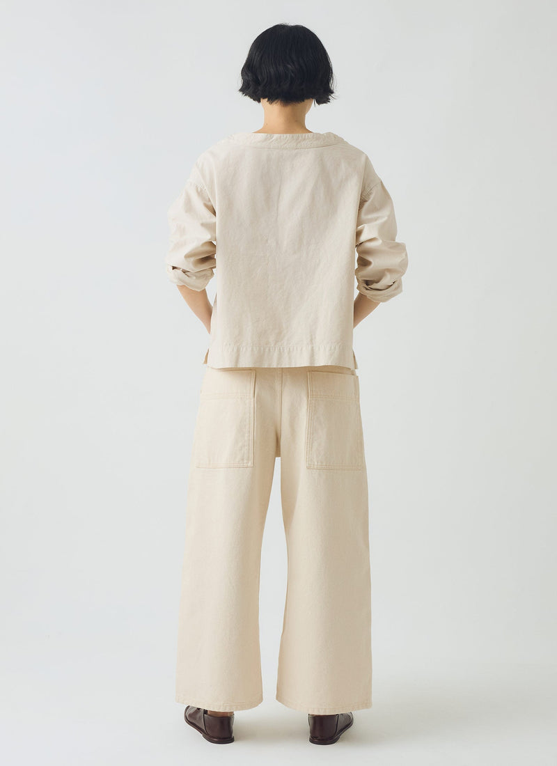 Cotton Linen Poplin Smock Top | Raw Linen