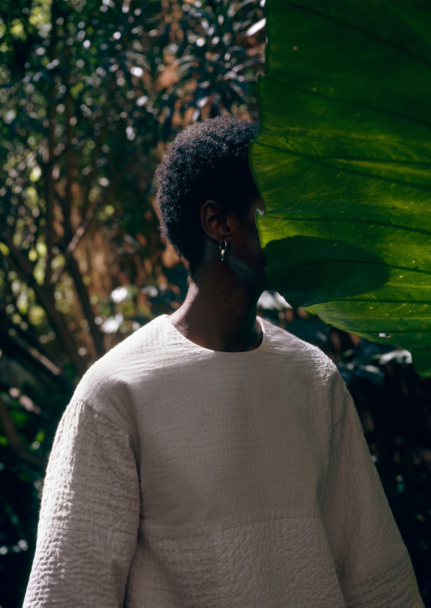 Patchwork Kantha Stitch Cotton Silk Top | White Salt