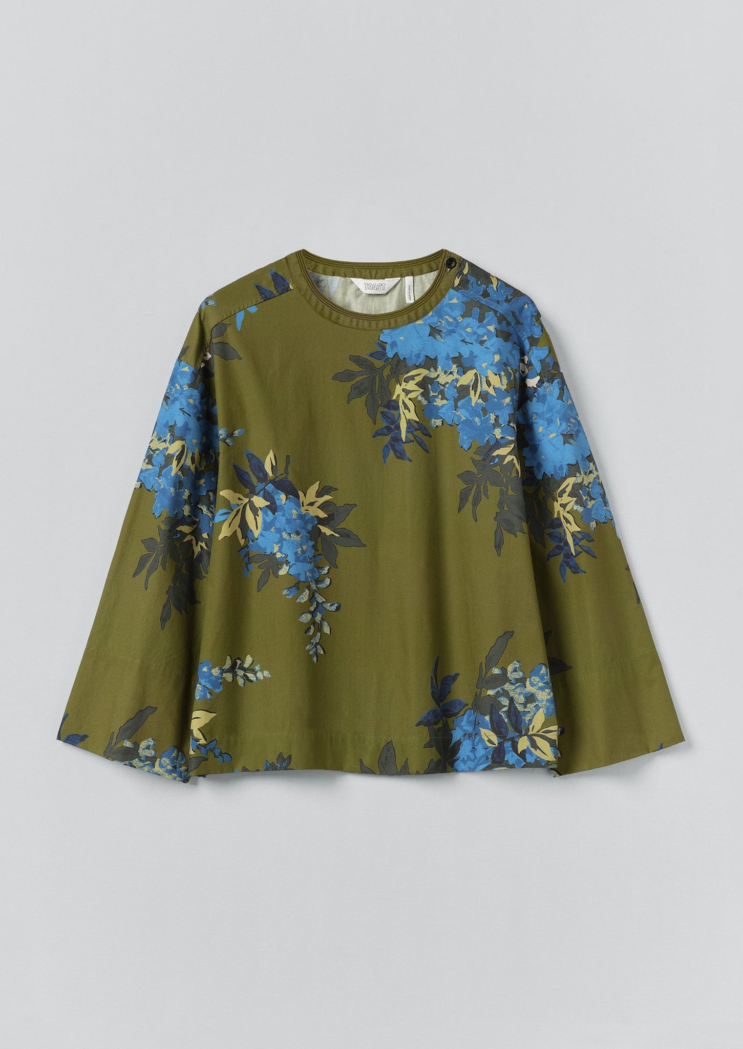 Botanical Shadow Print Cotton Top | Olive
