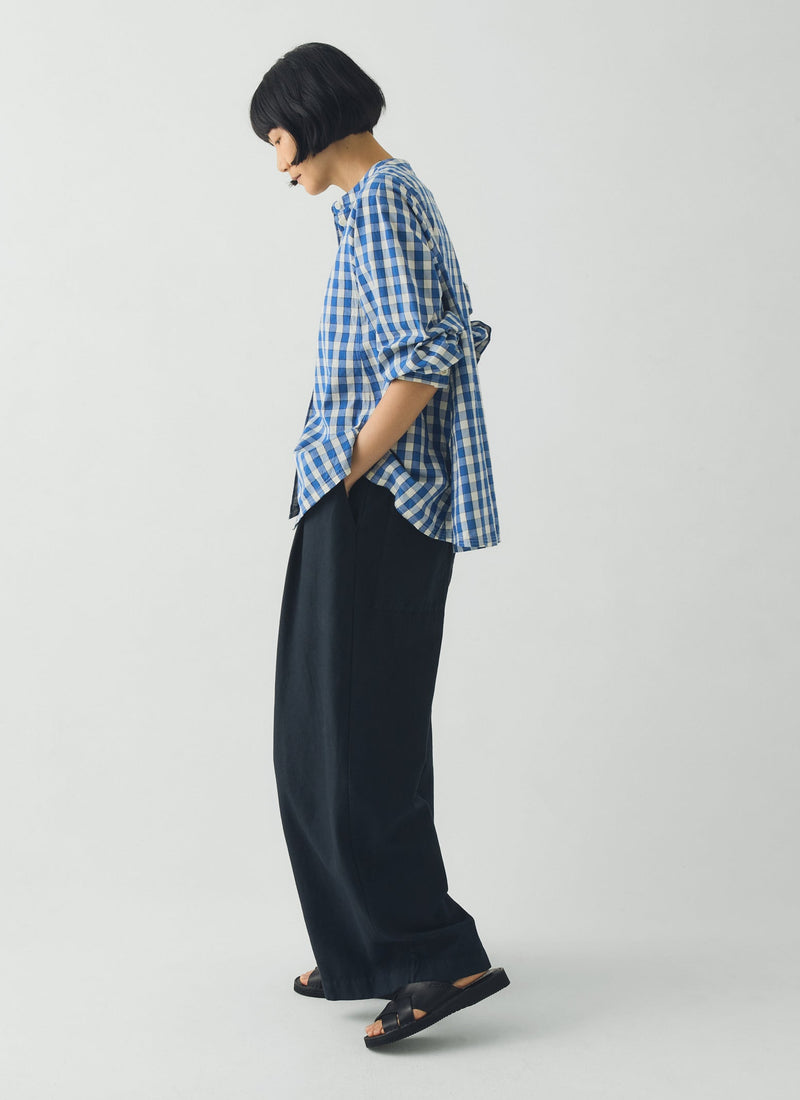 Alfresco Gingham Cotton Shirt | Pacific Blue