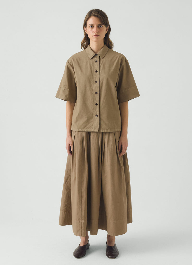 Cotton Linen Poplin Shirt | Ash Brown