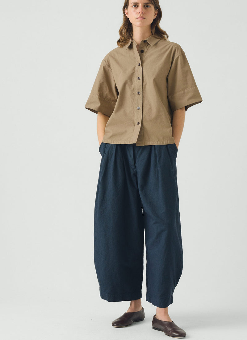 Cotton Linen Poplin Shirt | Ash Brown