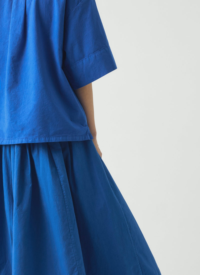 Cotton Linen Poplin Shirt | Enamel Blue