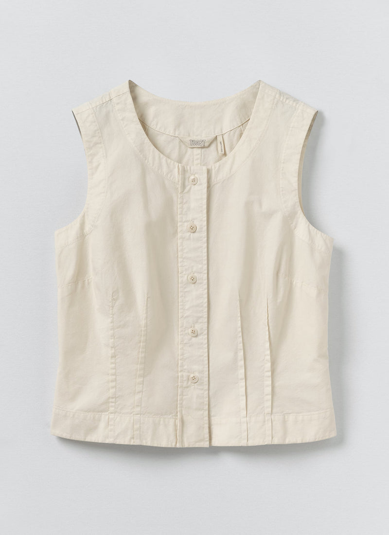 Cotton Linen Poplin Sleeveless Top | Raw Linen