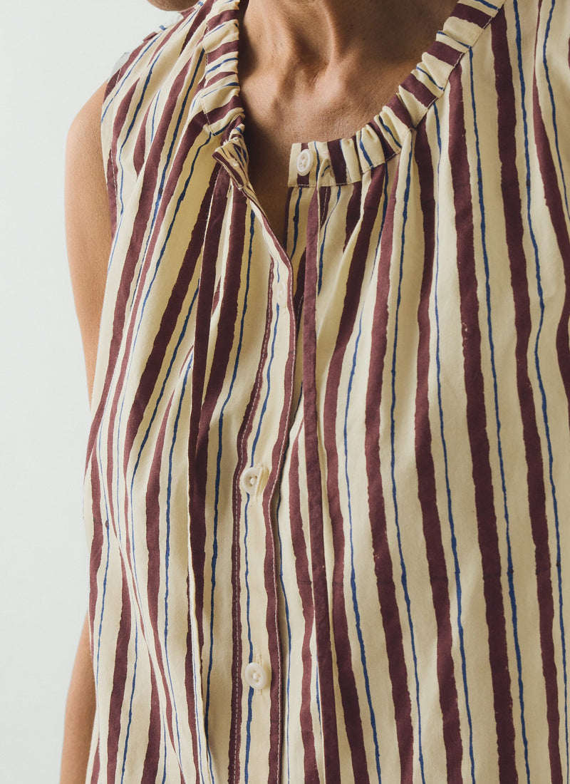Block Print Sorbet Stripe Top | Pastel Lemon