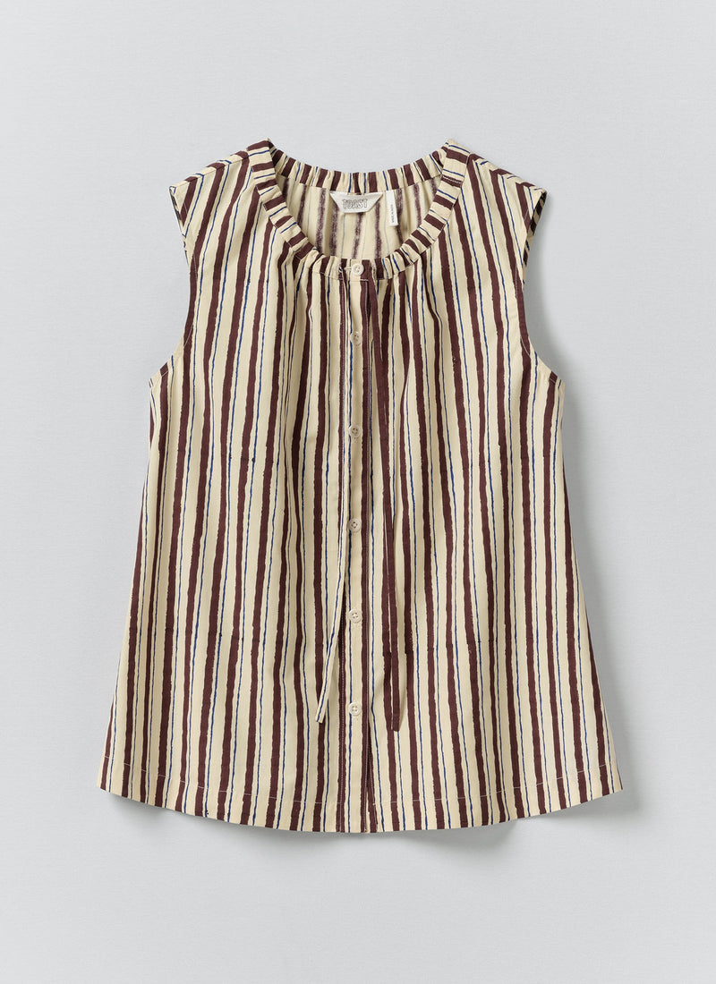 Block Print Sorbet Stripe Top | Pastel Lemon