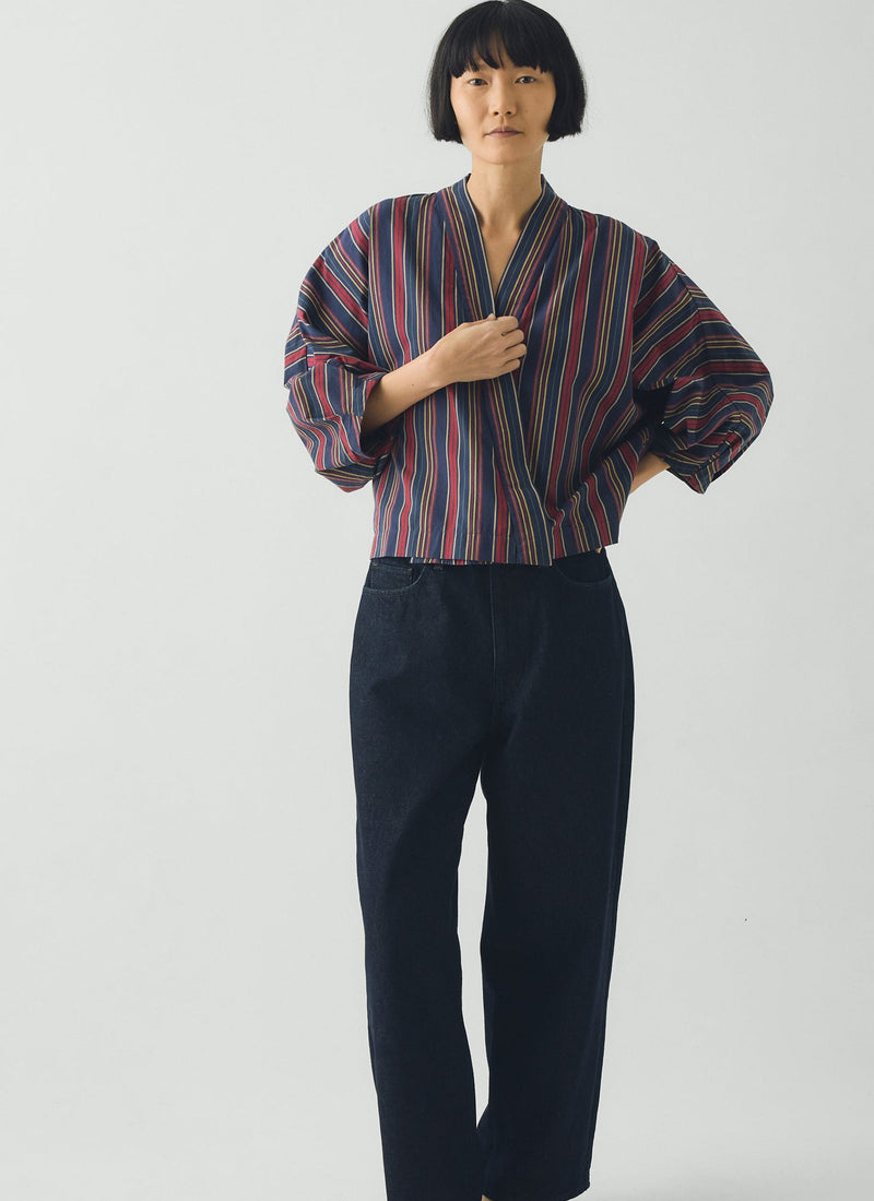 Pantry Stripe Cotton Wrap Shirt | Provencal Blue