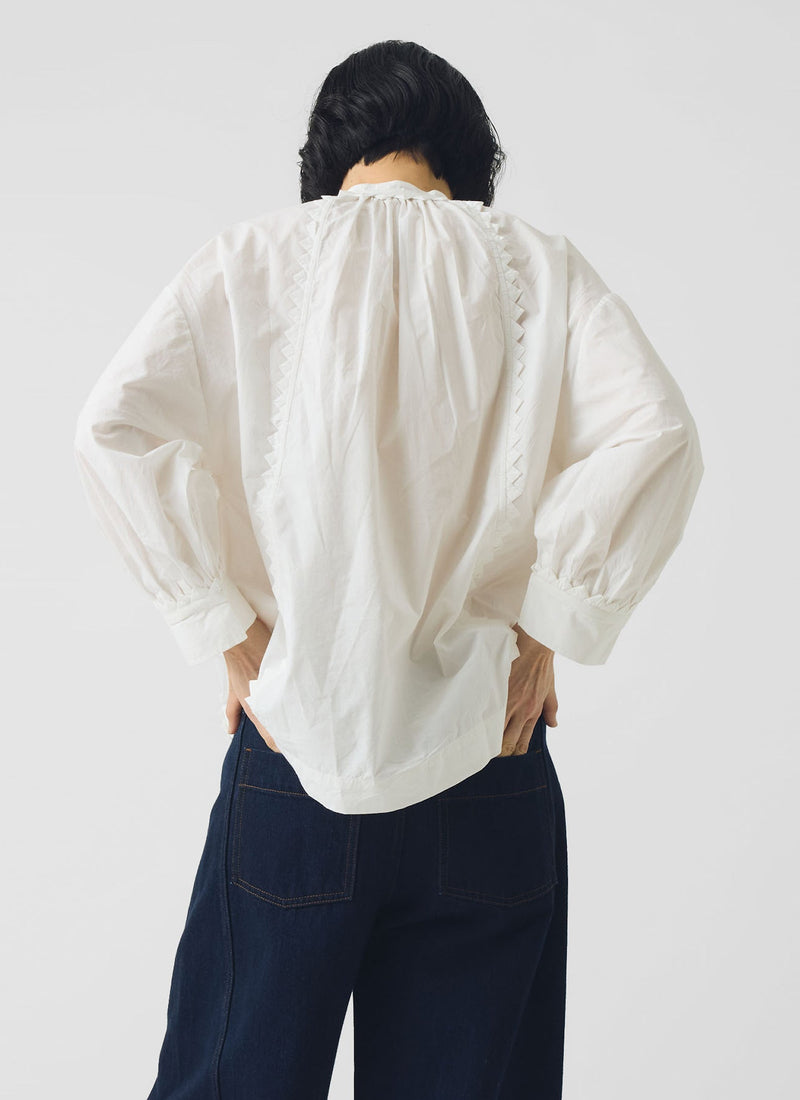 Crockery Edge Cotton Poplin Top | Paper White
