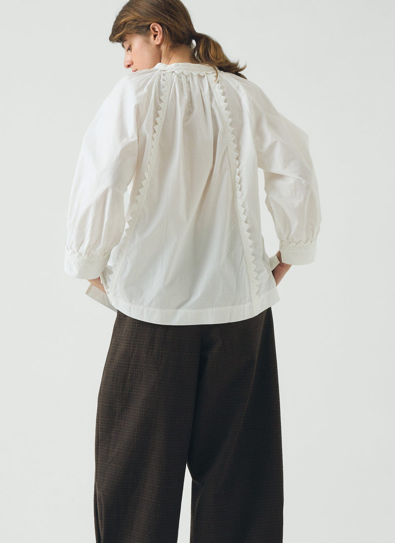 Crockery Edge Cotton Poplin Top | Paper White