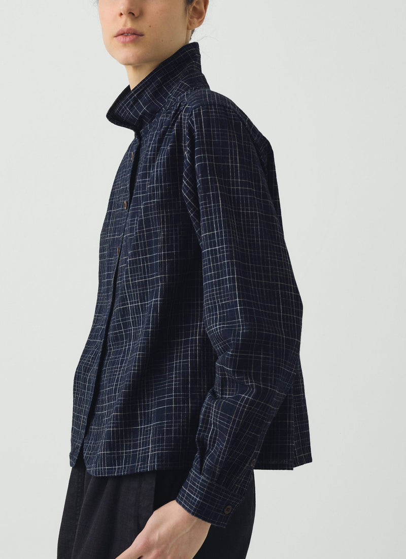 Space Dyed Indigo Check Shirt | Indigo/Ecru