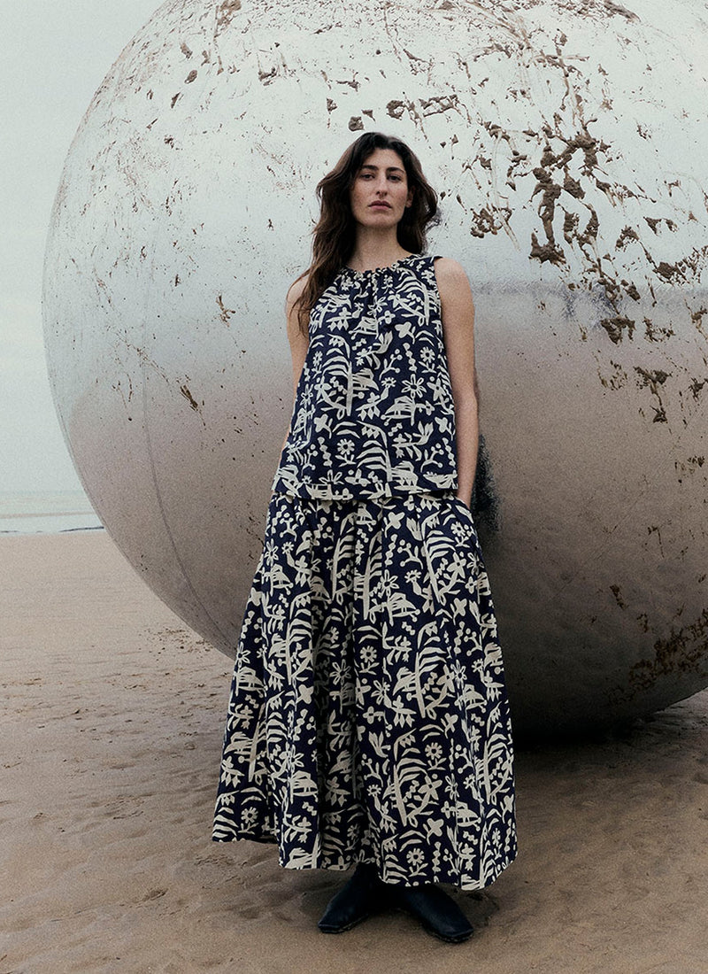 Emma Carlow Cut Out Print Sleeveless Top | Indigo Blue