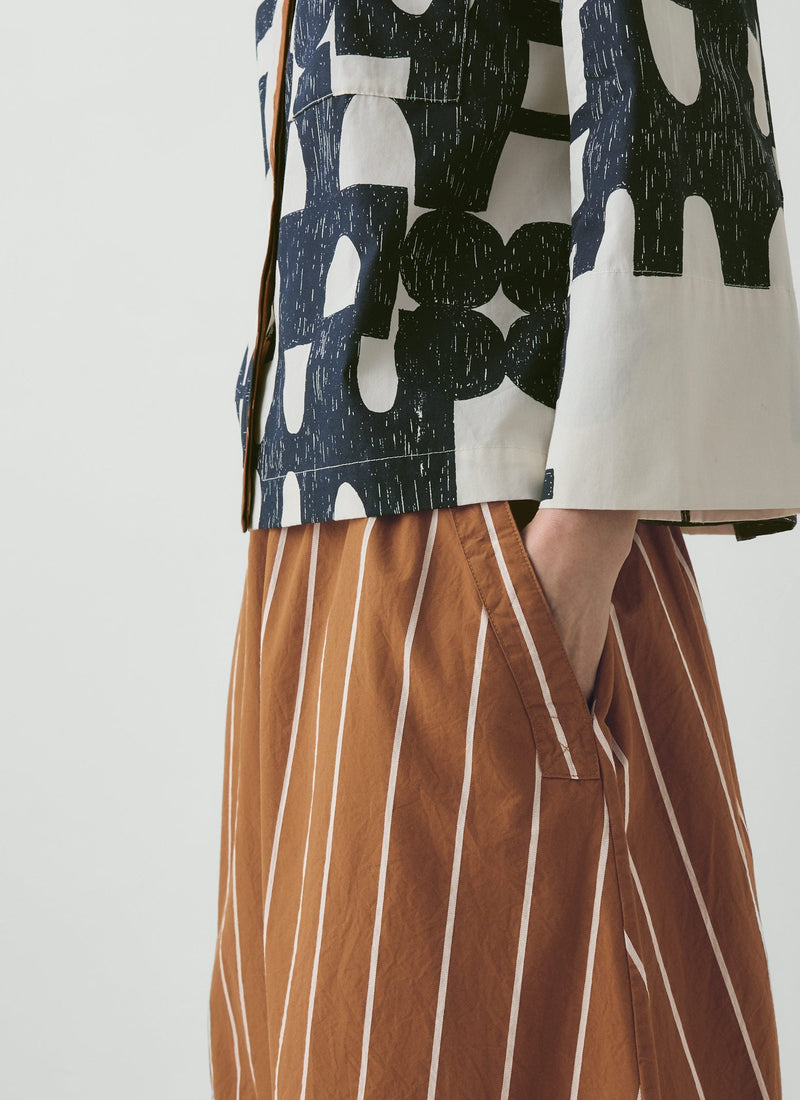 Totem Print Cotton Poplin Shirt | Ink/Dove