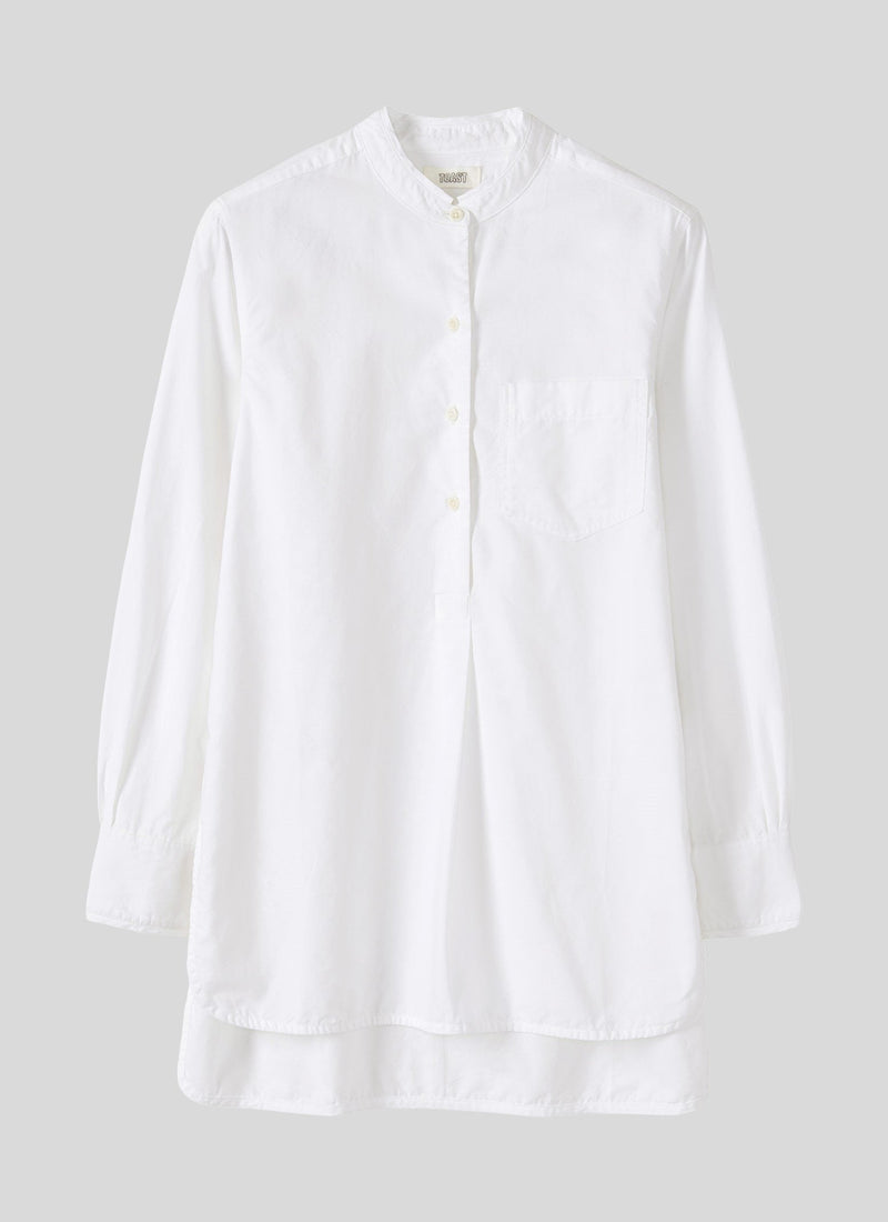 Taro Cotton Oxford Long Shirt | White