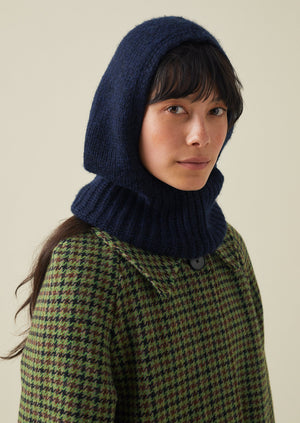 Cotton Wool Knitted Hood | Navy