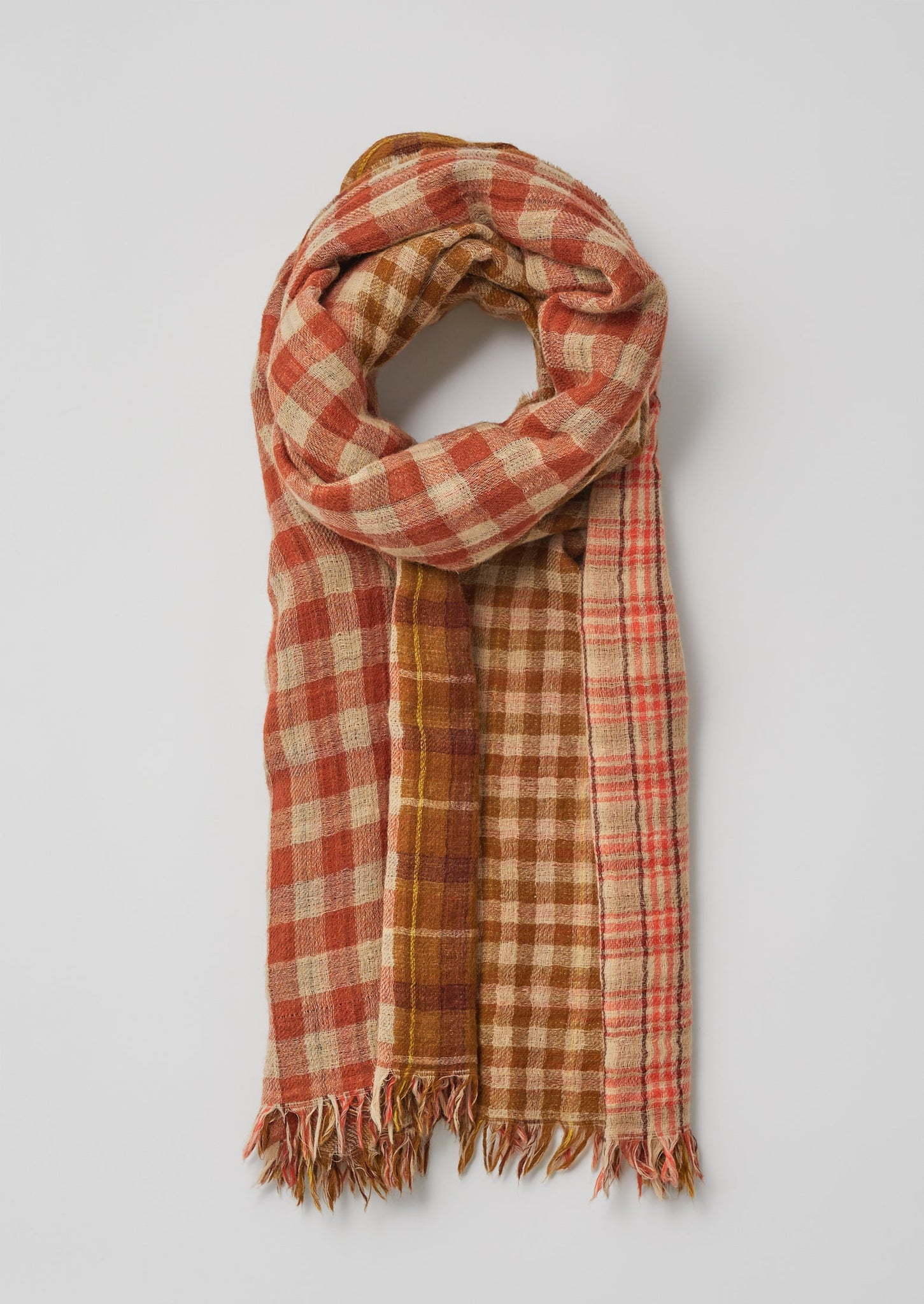 Patchwork Check Hand Woven Scarf | Birch