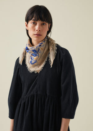 Floral Hand Woven Scarf | Painter Blue