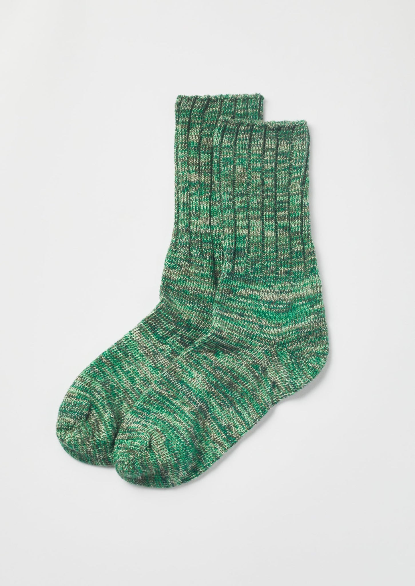 Marl Cotton Rib Socks | Green Multi