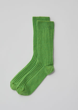 Textured Rib Socks | Spruce Green