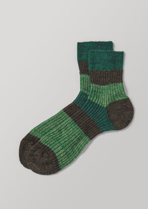 Maria La Rosa Stripe Rib Socks | Green Multi