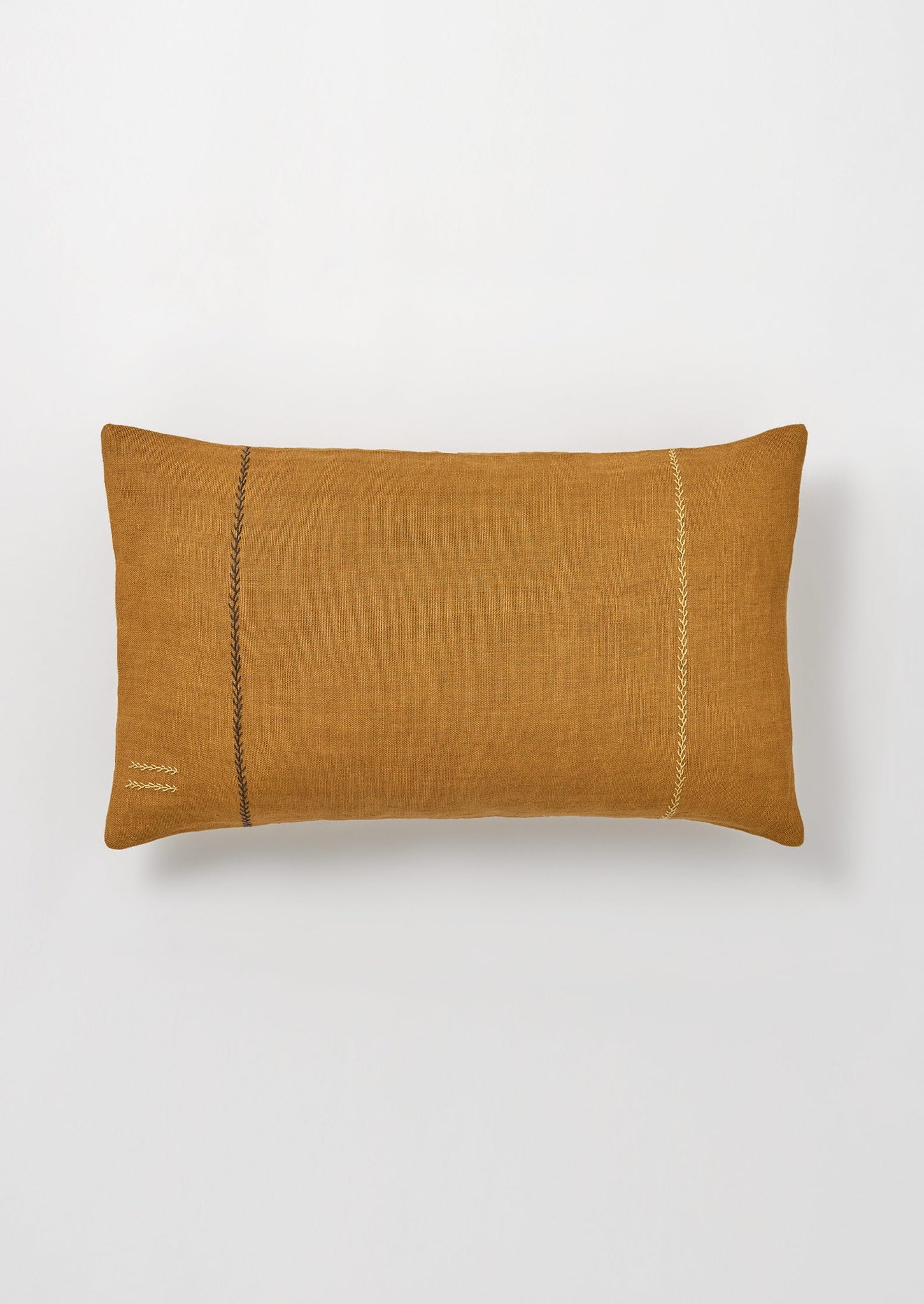 Rectangular Herringbone Embroidered Cushion Cover | Caramel