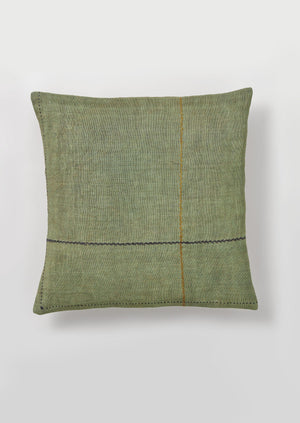 Square Herringbone Embroidered Cushion Cover | Sea Grass