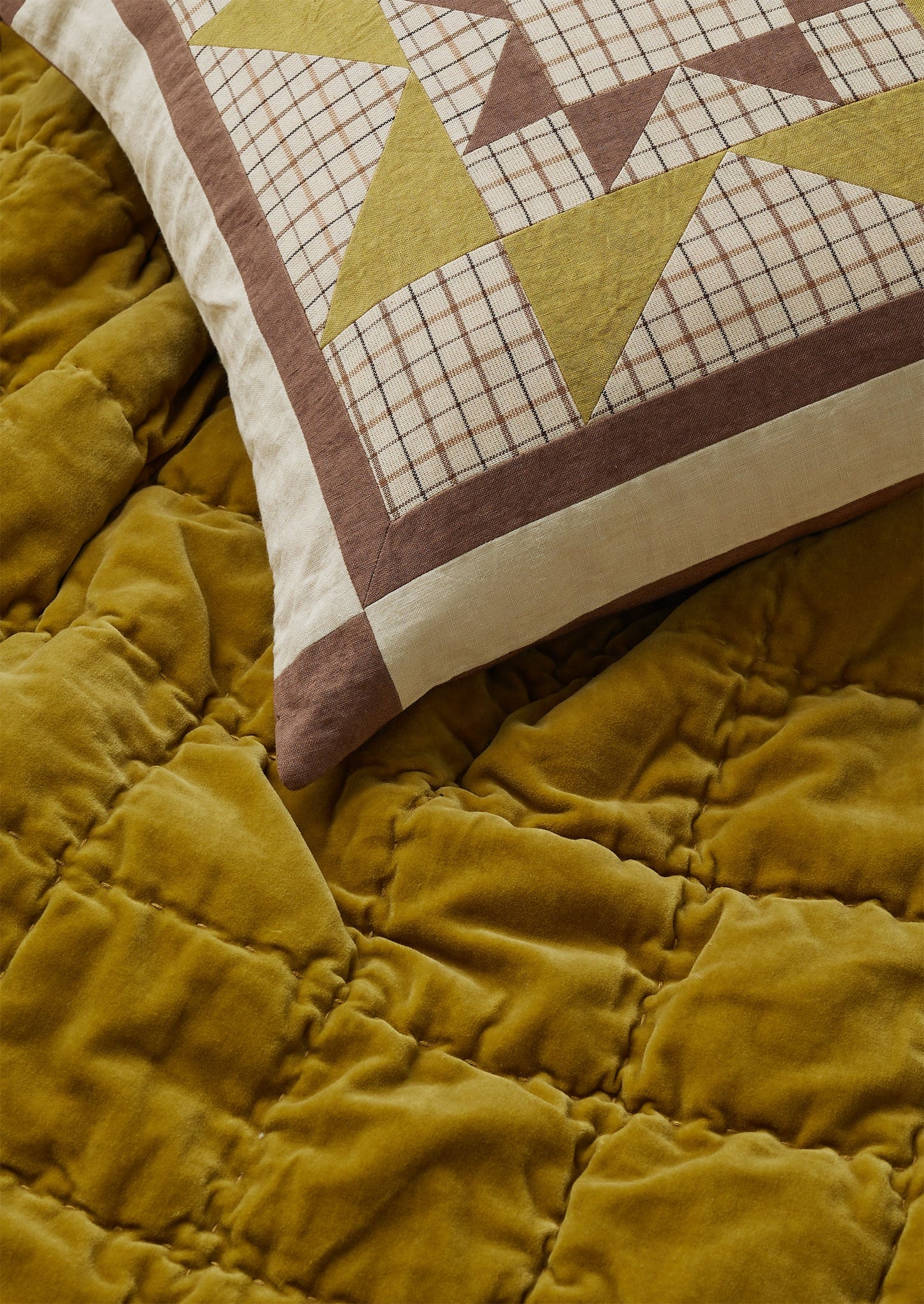 Circus Star Patchwork Cushion Cover | Hay/Damson