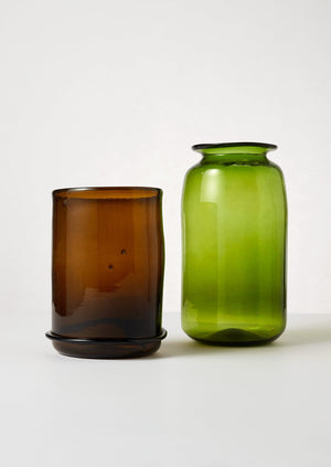 Large Hand Blown Pharmacy Vase | Olive