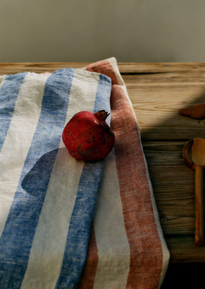 La Plage Stripe Tea Towel | Ecru/Cornflower