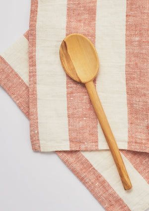 La Plage Stripe Tea Towel | Ecru/Coral
