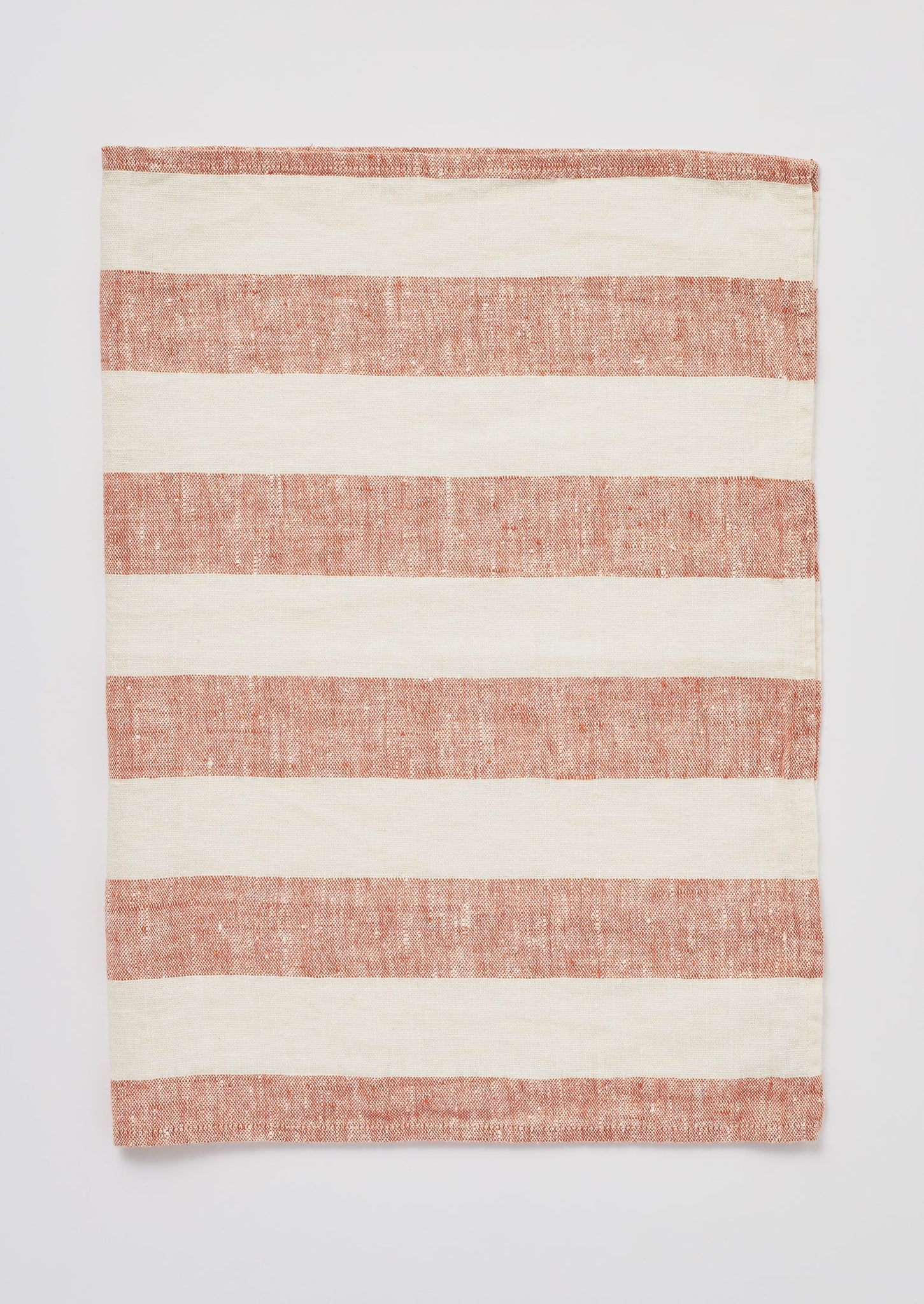 La Plage Stripe Tea Towel | Ecru/Coral